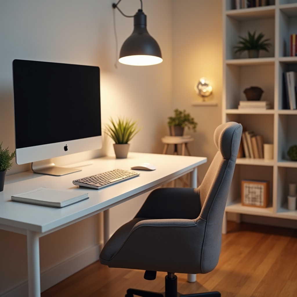 Domáce pracovné miesto s notebookom a ergonomickým vybavením